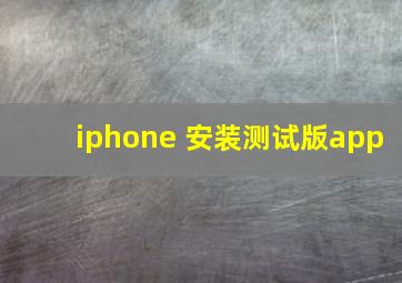 iphone 安装测试版app